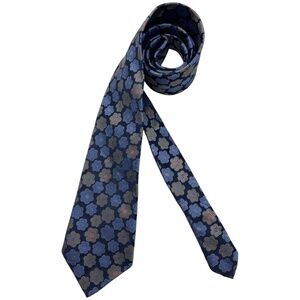 SERICA Navy Floral Silk DESIGNER Tie HANDMADE ITALY